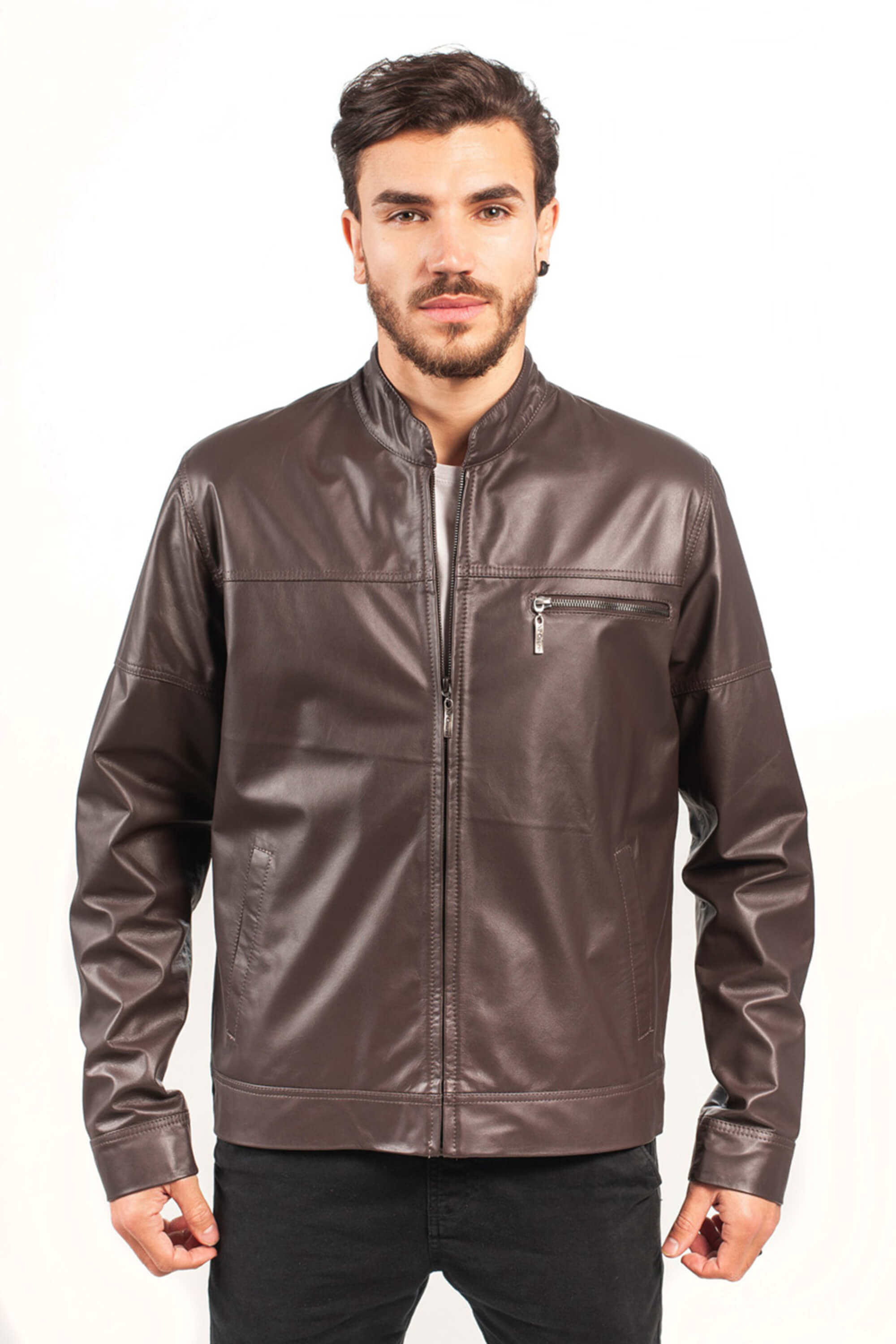 Jaqueta de Couro Gola Padre Frete Grátis 10x sem Juros