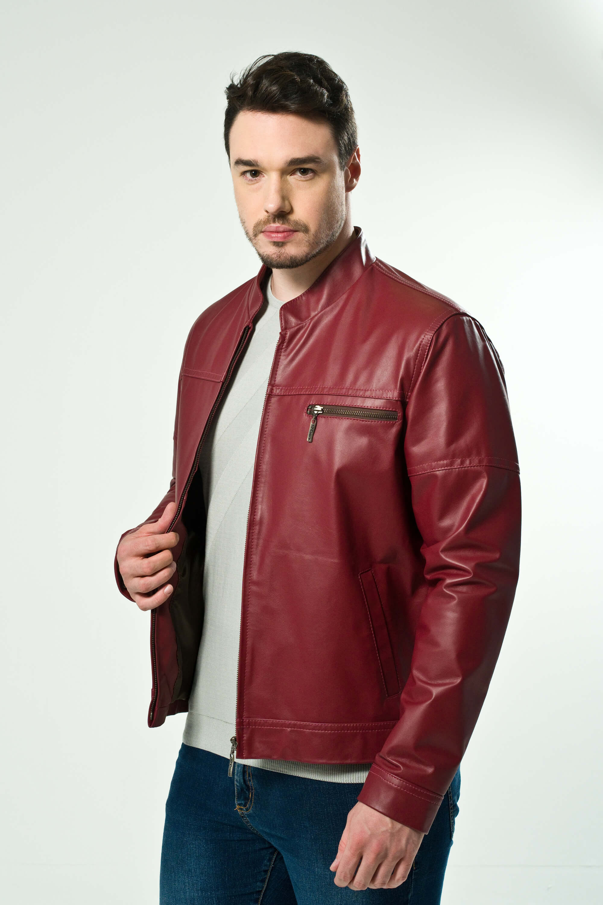 Jaqueta de Couro Gola Padre Frete Grátis 10x sem Juros