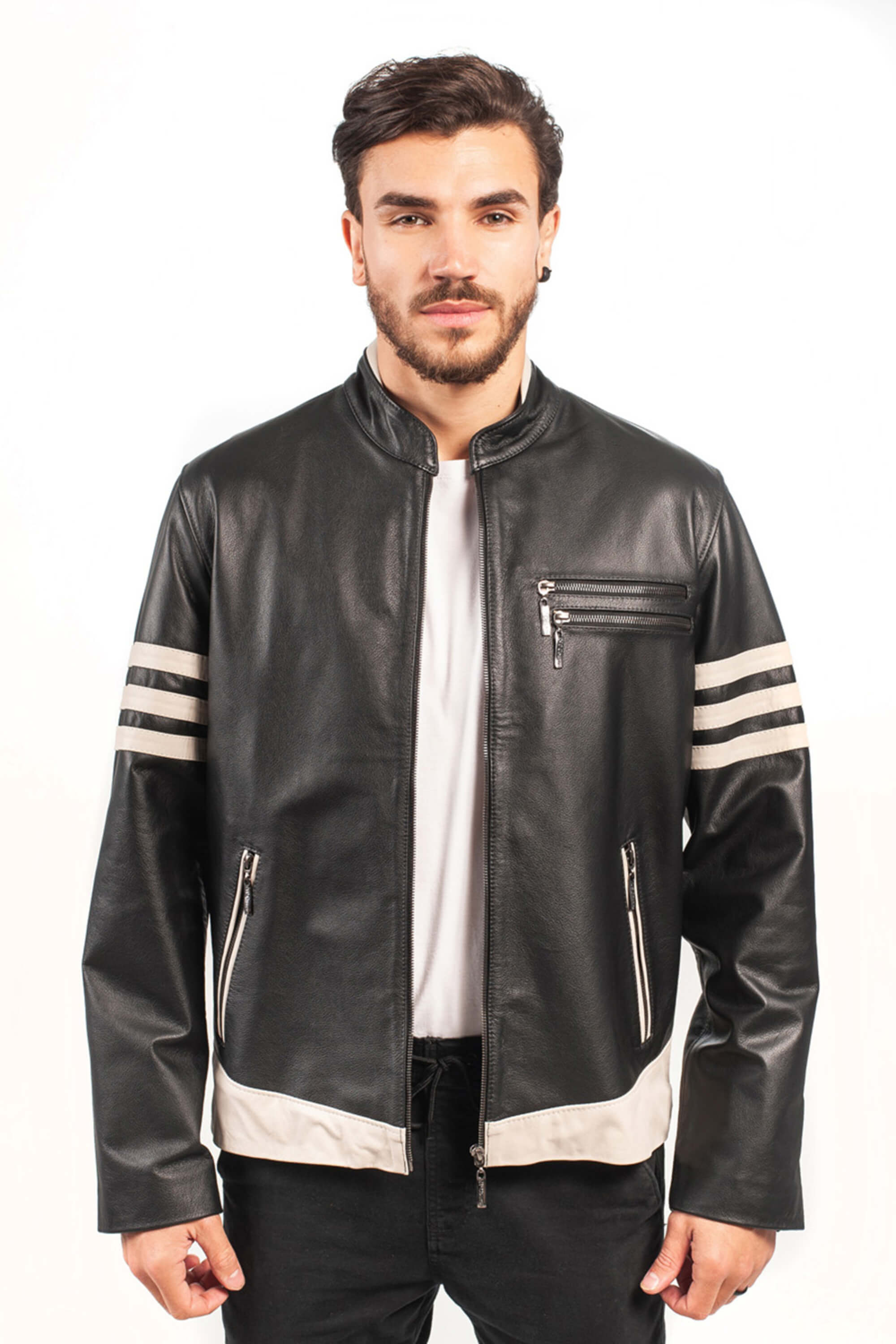 Jaqueta Couro Wolverine Jaqueta De Couro NP Couros Sport Com Listras